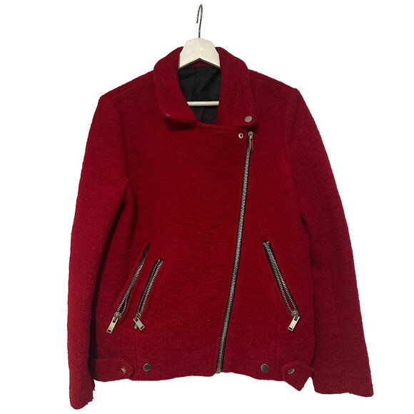 stradivarius Jackets & Blazers - Stradivarius Red Biker Jacket